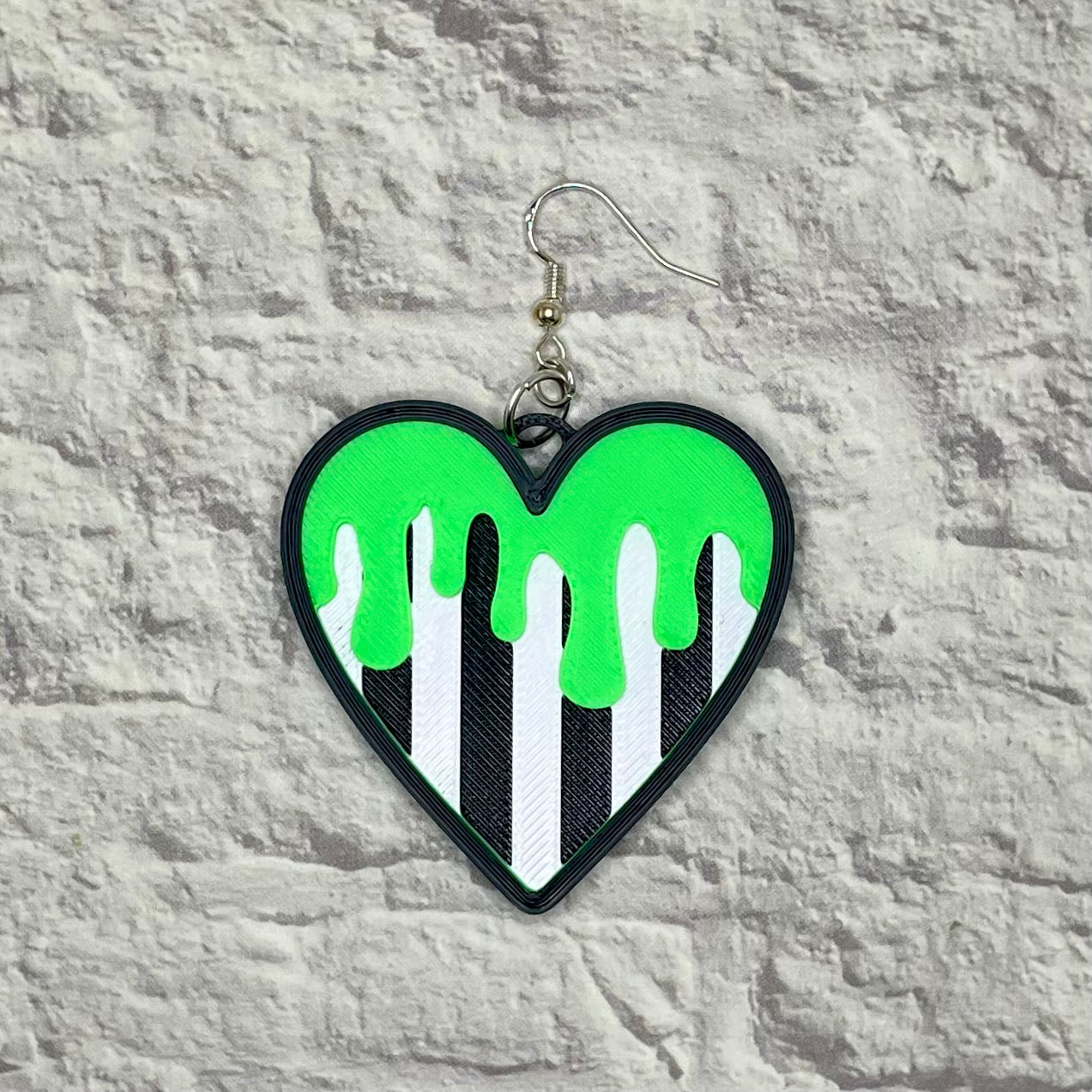 Ghost With The Most Heart Statement Earrings or Keychain 3D Printed