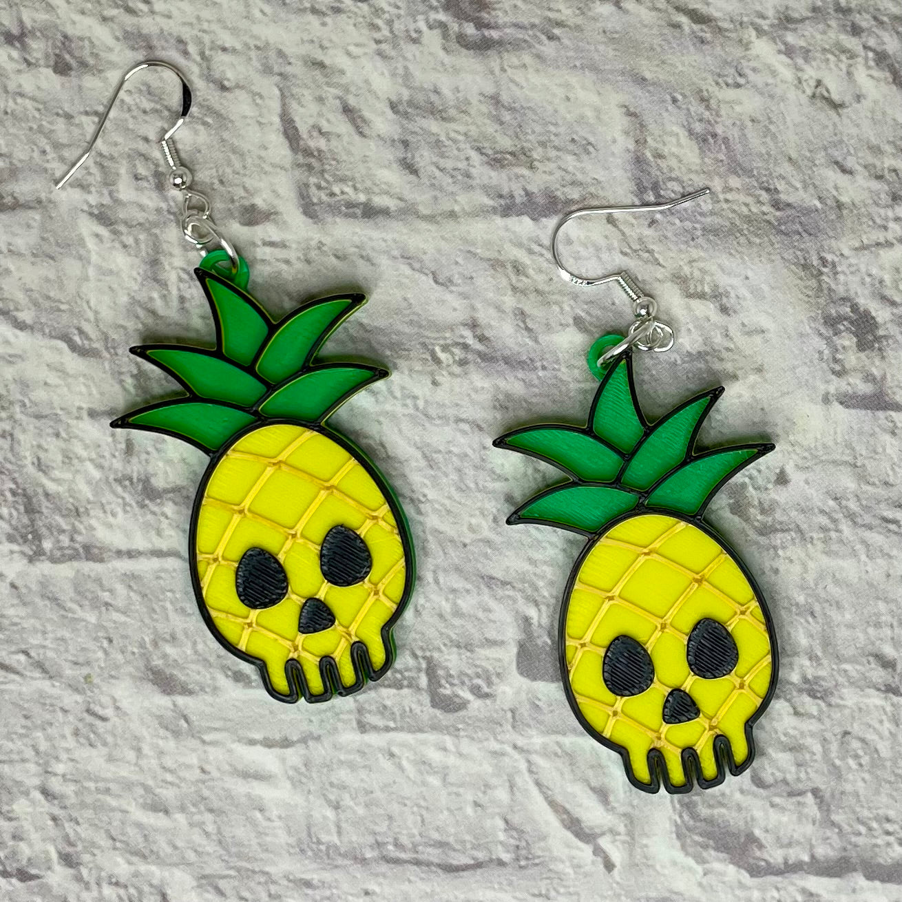 Pineapple Skull Spooky Statement Earrings or Keychain 3D Printed