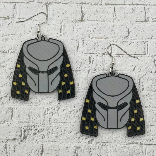 Predator Mask Horror Statement Earrings or Keychain 3D Printed