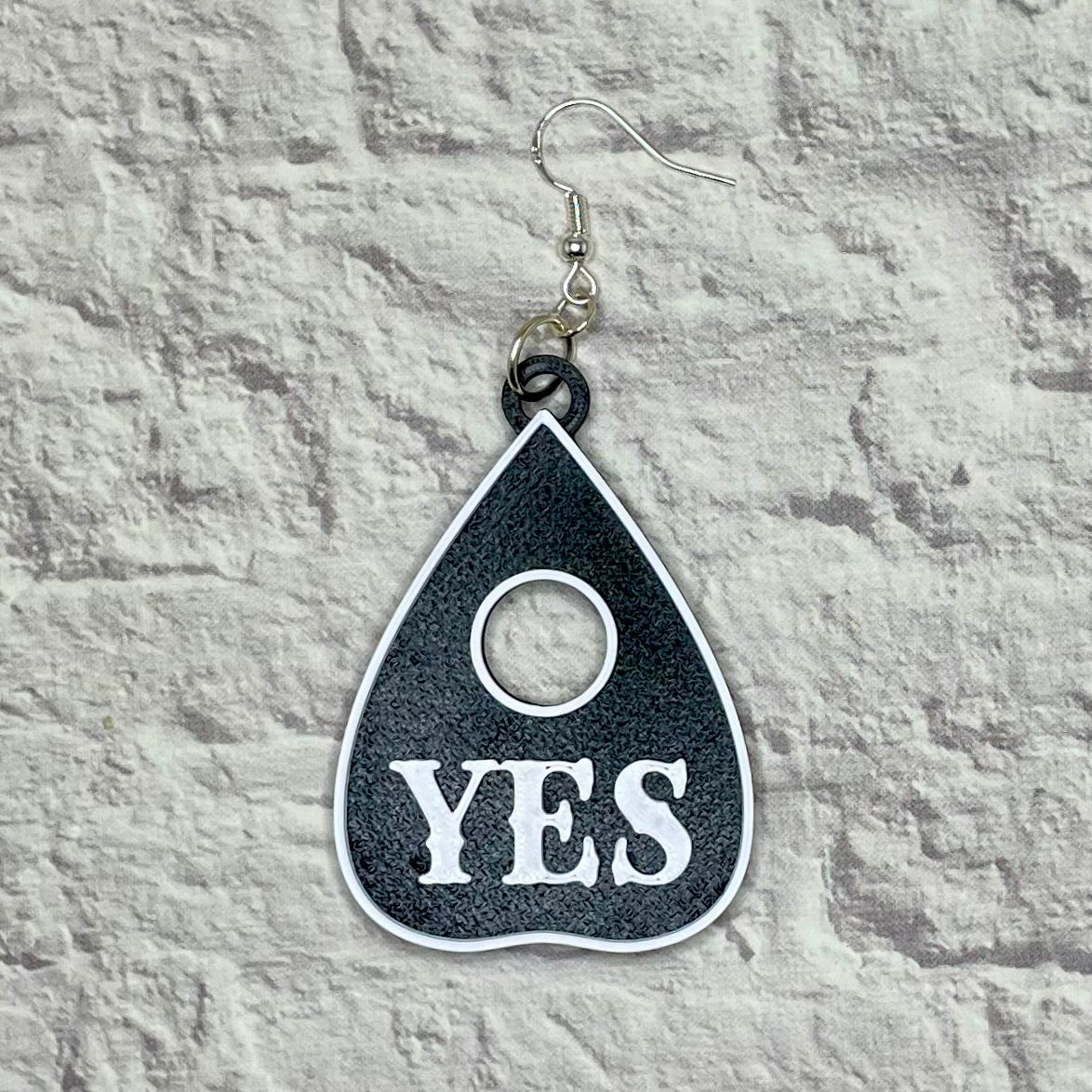 Ouija Planchette Yes No Spooky Statement Earrings or Keychain 3D Printed