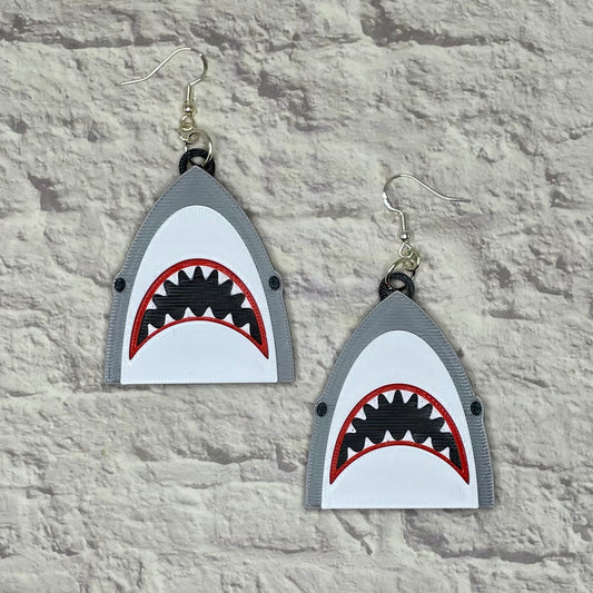 Killer Shark Horror Statement Earrings or Keychain 3D Printed