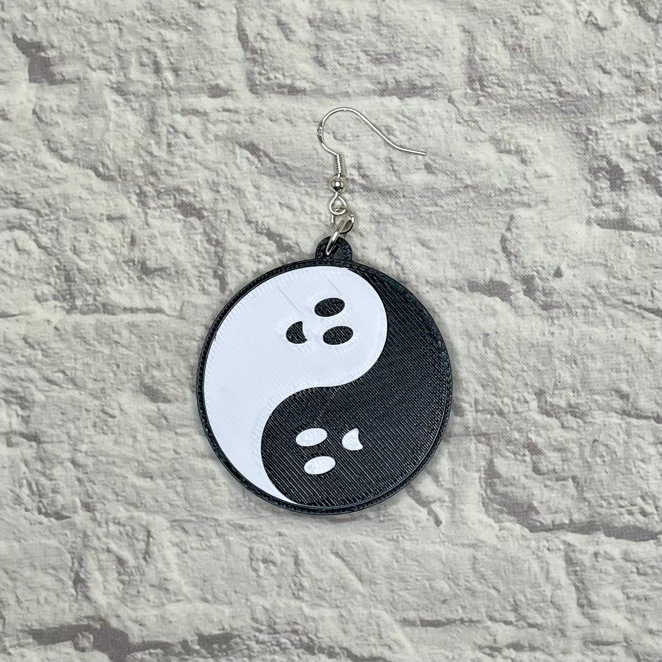 Ghost Yin & Yang Statement Earrings or Keychain 3D Printed