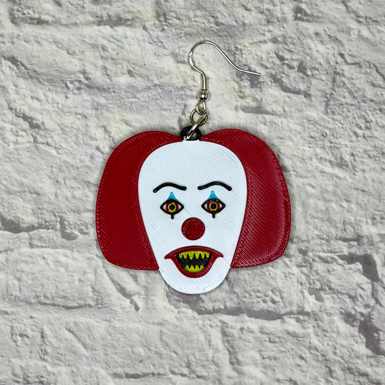 Pennywise Horror Statement Earrings or Keychain 3D Printed