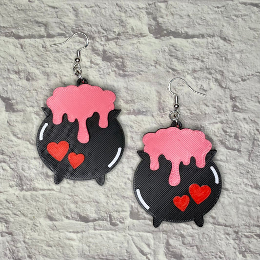 Cauldron Valloween Statement Earrings or Keychain 3D Printed