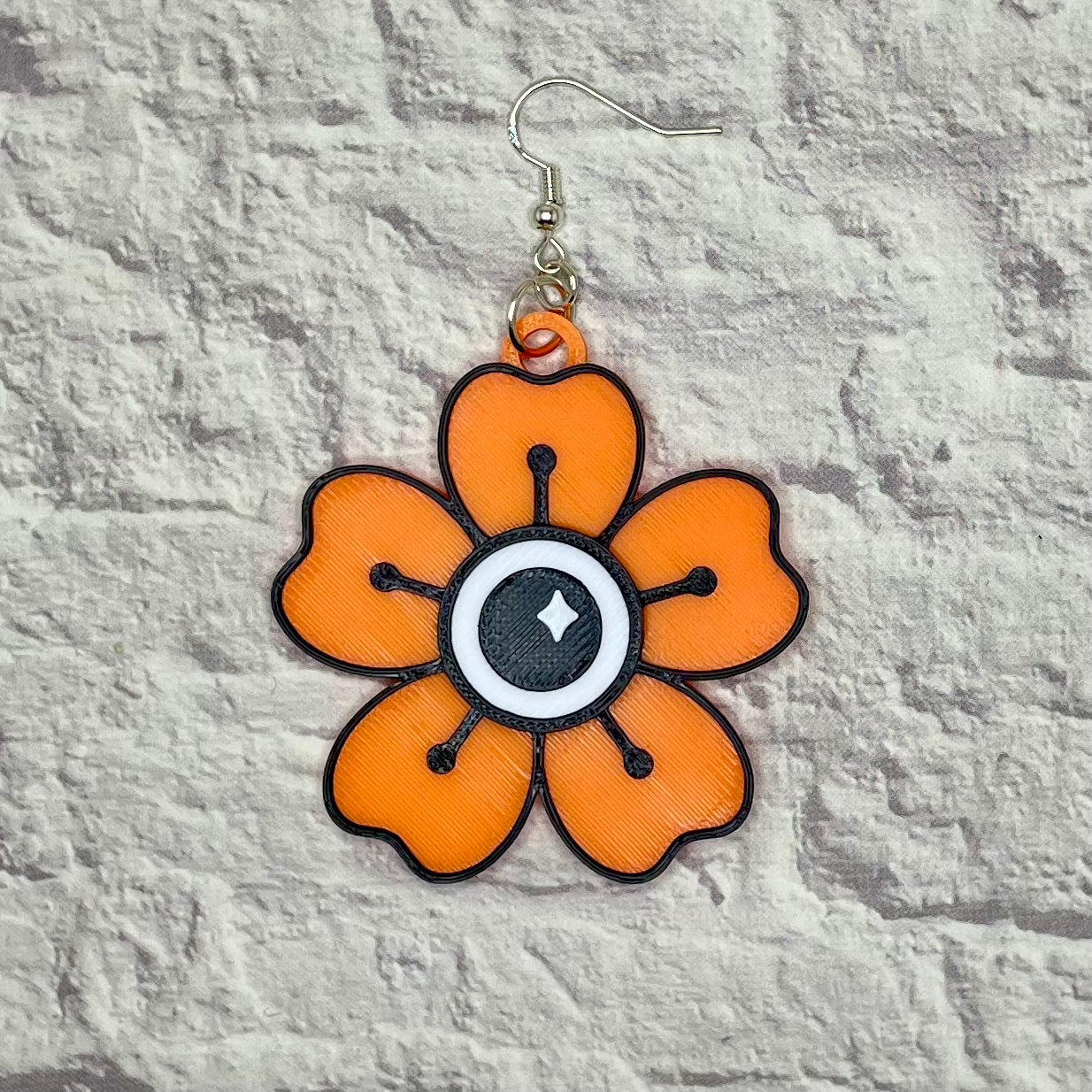 Flower Eyeball Spooky Statement Earrings or Keychain 3D Printed