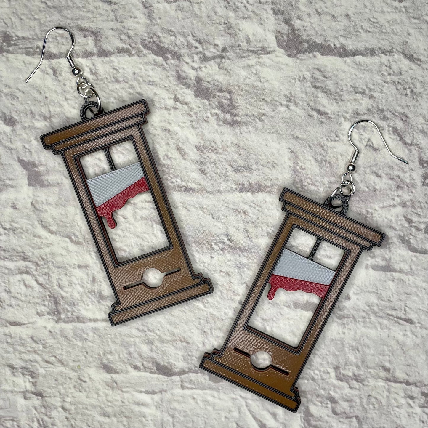 Guillotine Statement Earrings or Keychain 3D Printed