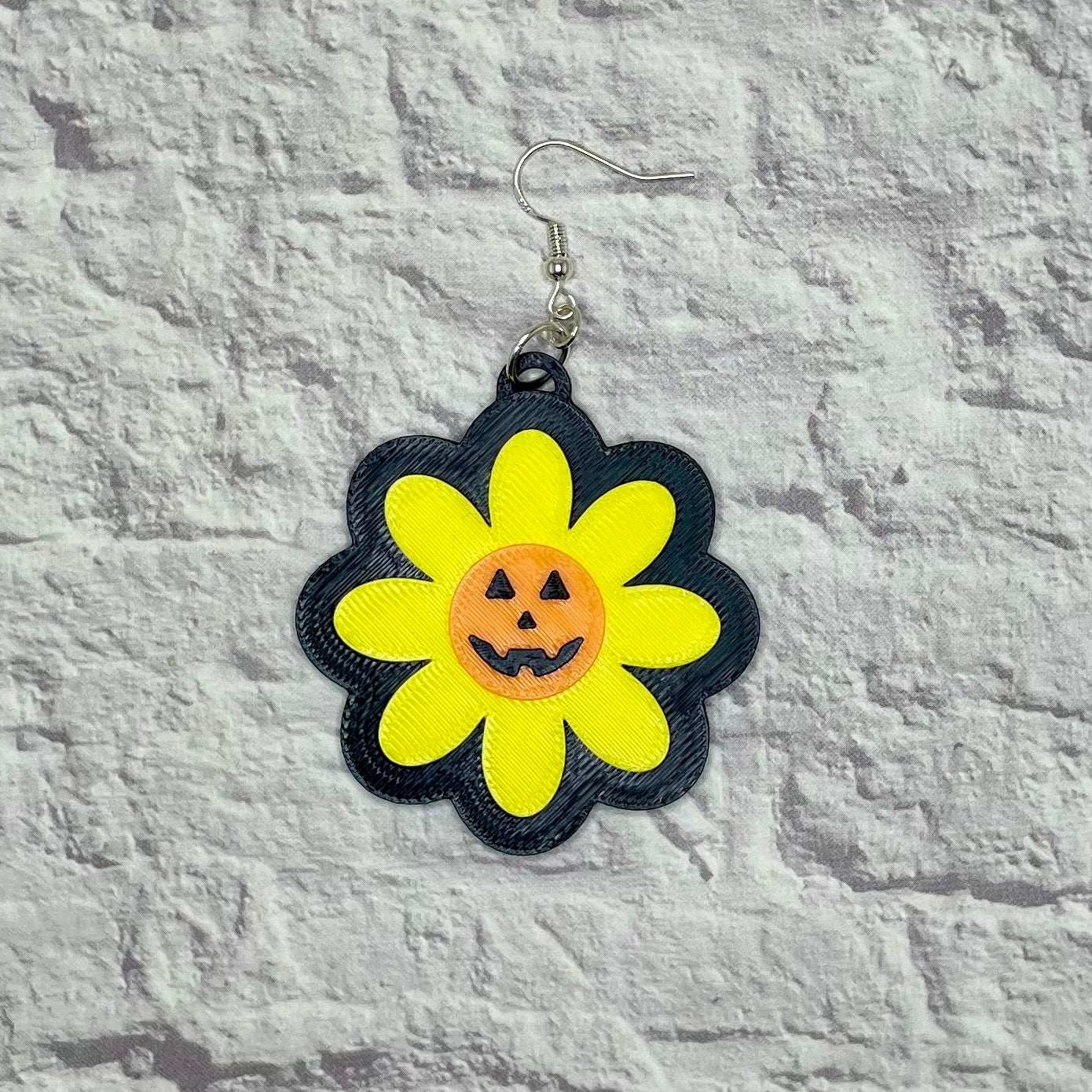 Pumpkin Flower Spooky Statement Earrings or Keychain 3D Printed