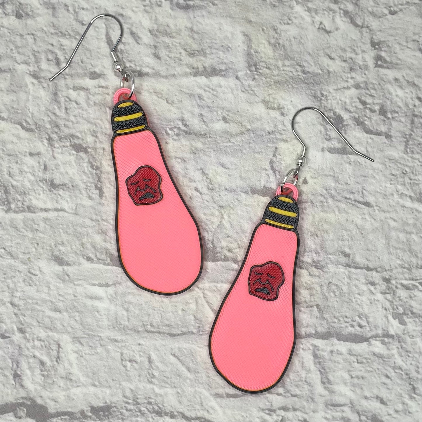 Cotton Candy Cocoon Horror Statement Earrings or Keychain 3D Printed