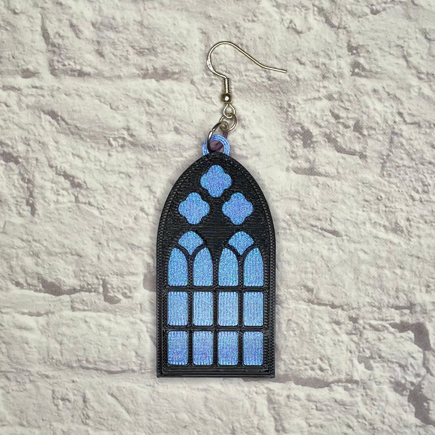 Cathedral Window Statement Earrings or Keychain 3D Printed