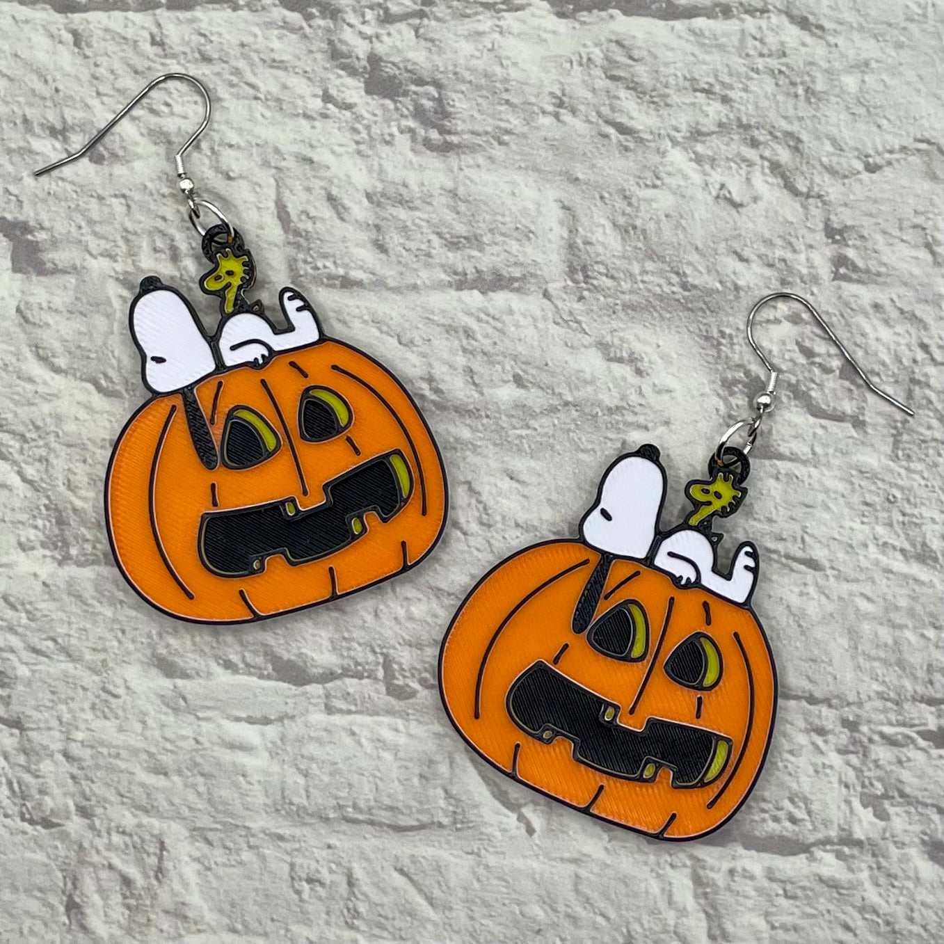 Beagle Bird Pumpkin Halloween Statement Earrings or Keychain 3D Printed